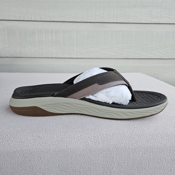 Skechers Silva Falco Thong Flip Flop Sandal Men 12 Brown Relaxed Fit Vegan - Picture 4 of 11